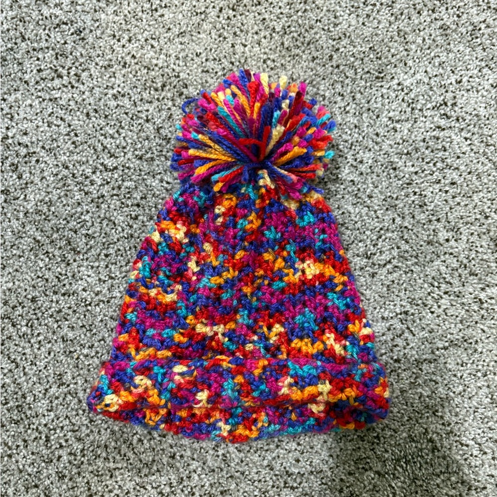 Colorful Knitted Pom-Pom Beanie for Kids